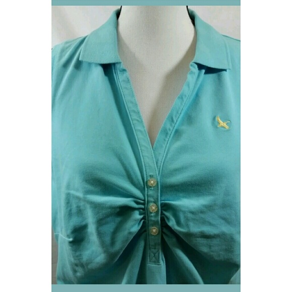 Eddie Bauer plus size 1X blue yellow top - Picture 5 of 8